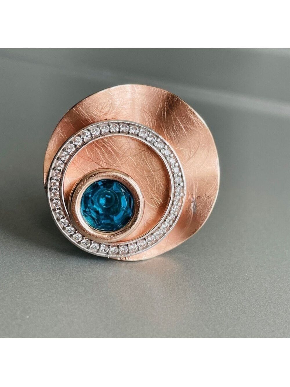 Topaz and Diamond Simulants Rose Gold Vermeil Sterling Silver Disc Cockt…